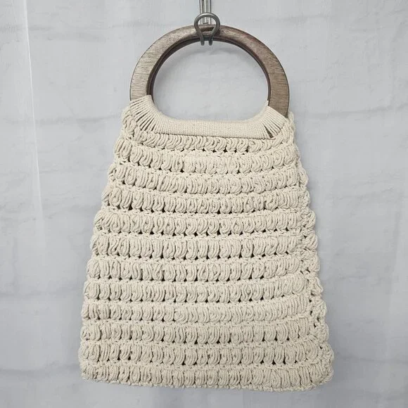 Universal Thread Bag Cream Crochet Boho Hippie Festival - Picture 2 of 12